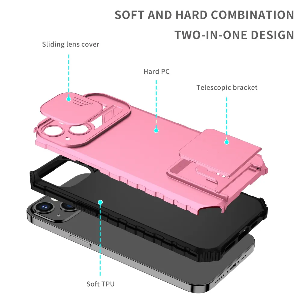 Husa Defender cu Stand pentru Samsung Galaxy A33 5G, Roz, Suport reglabil, Antisoc, Protectie glisanta pentru camera, Vivi...