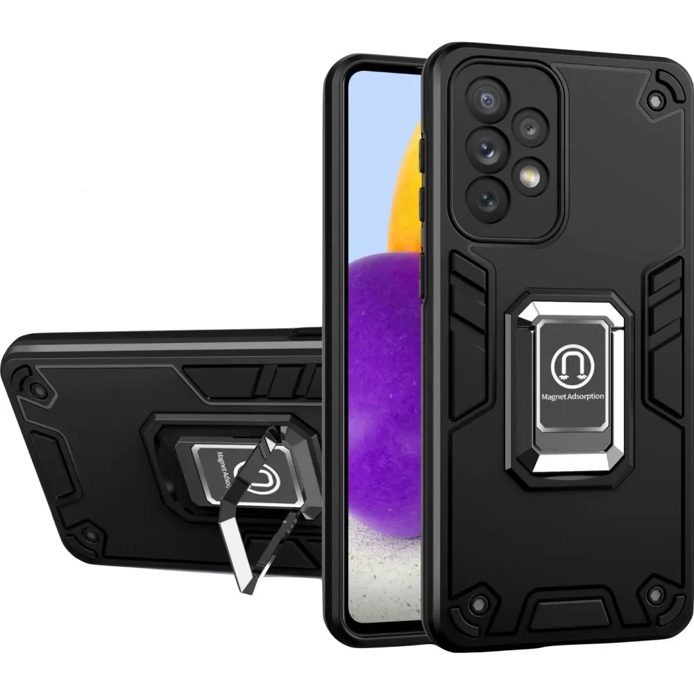 Husa Iron Warriors pentru iPhone 14 Pro Max, Vivimall, Hybrid Ring Holder Kickstand, Negru