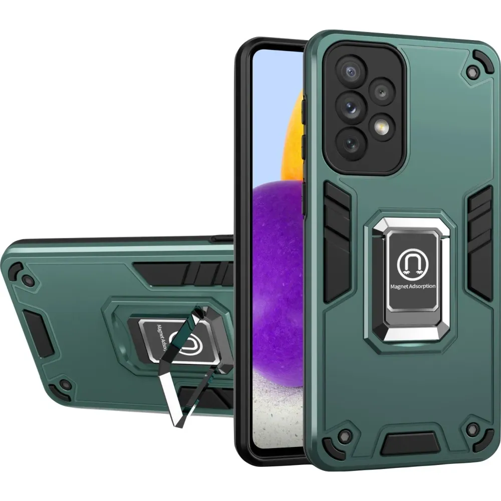 Husa Iron Warriors pentru iPhone 11, Vivimall, Hybrid Ring Holder Kickstand, Verde inchis