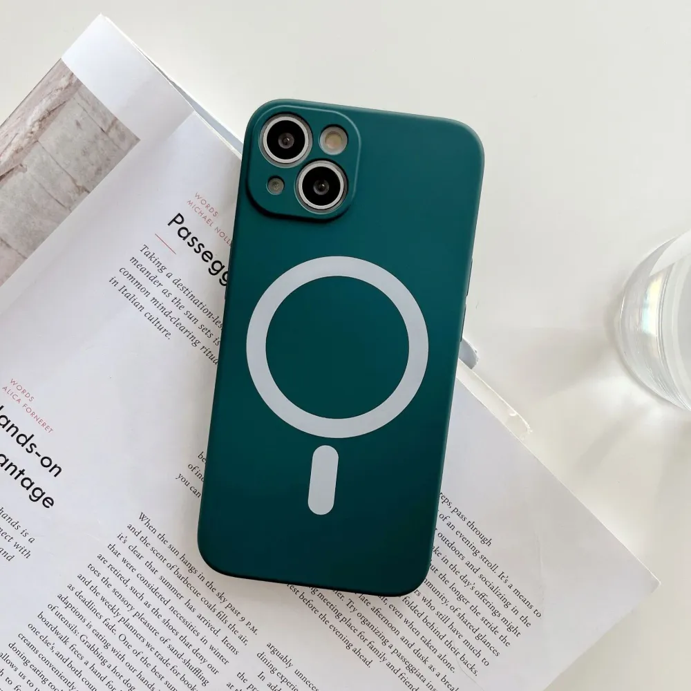 Husa MagSafe pentru Apple iPhone 14 Pro Max, Silicon, Protectie pentru camera, Magnetica, Incarcare Wireless, Vivimall, Verde