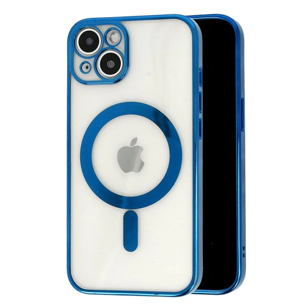 Husa MagSafe pentru Apple iPhone 12 Pro, Protectie camera, Full TPU, Margini colorate Electroplating, Magnetica, Incarcare...