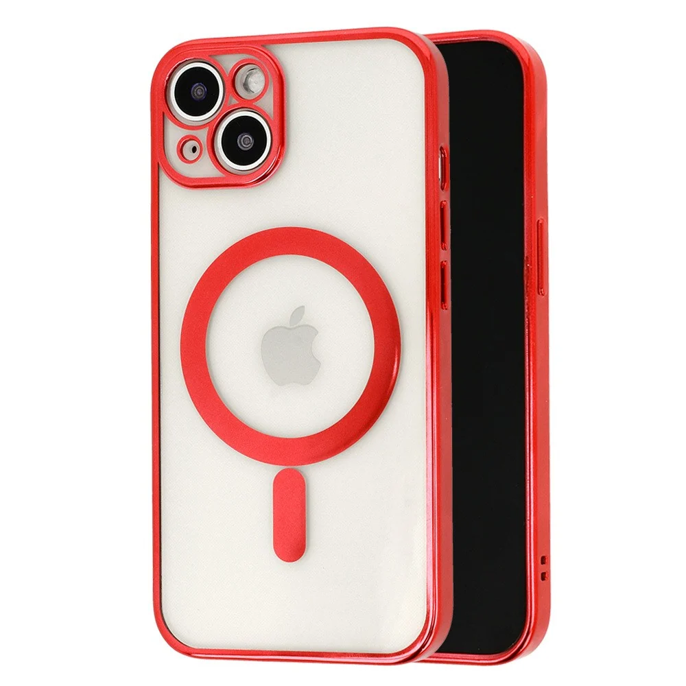 Husa MagSafe pentru Apple iPhone 13 Pro, Full Cover, Protectie camera, Margini colorate Electroplating, Magnetica, Incarca...