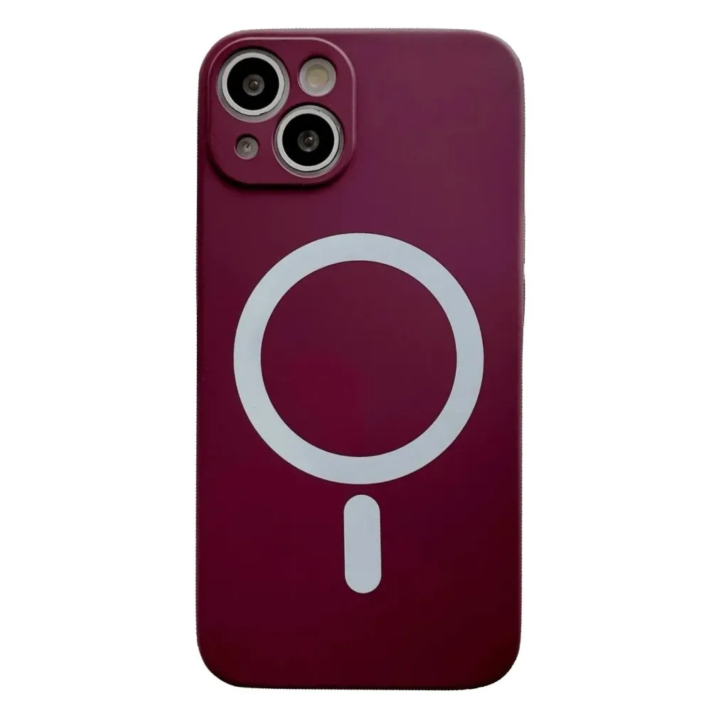 Husa MagSafe pentru Apple iPhone 13 Pro, Silicon, Protectie pentru camera, Magnetica, Incarcare Wireless, Vivimall, Visiniu