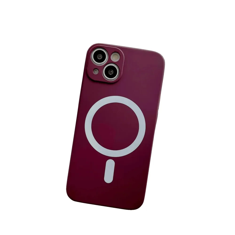 Husa MagSafe pentru Apple iPhone 13 Pro, Silicon, Protectie pentru camera, Magnetica, Incarcare Wireless, Vivimall, Visiniu