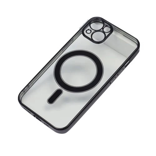 Husa MagSafe pentru Apple iPhone 14, Protectie camera, Full TPU, Margini colorate Electroplating, Magnetica, Incarcare Wir...