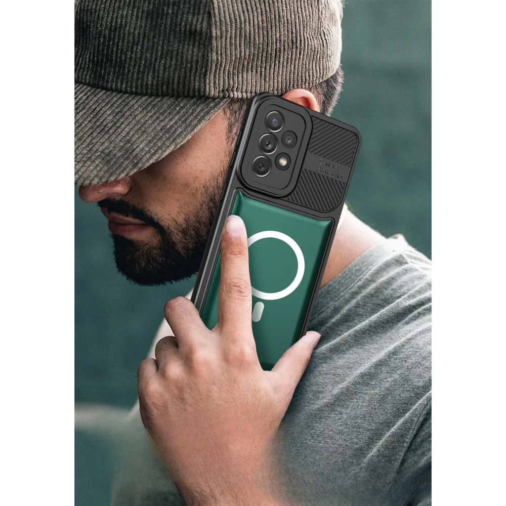 Husa pentru Apple iPhone 14 MagSafe, Urban Armor, Vivimall, Verde inchis, suport magnetic