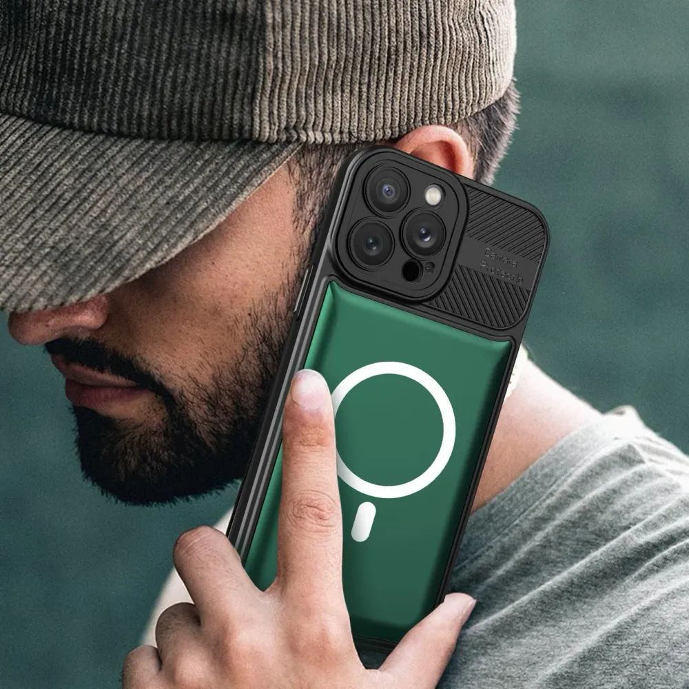 Husa pentru Apple iPhone 13 Pro MagSafe, Urban Armor, Vivimall, Verde inchis, suport magnetic
