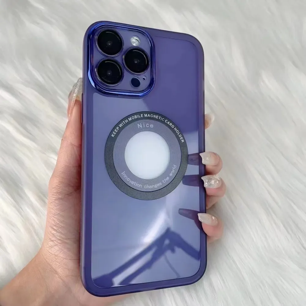 Husa protectie MagSafe TPU, Vivimall, pentru Apple iPhone 12, cu decupaj logo, Folie Sticla Camera, Mov