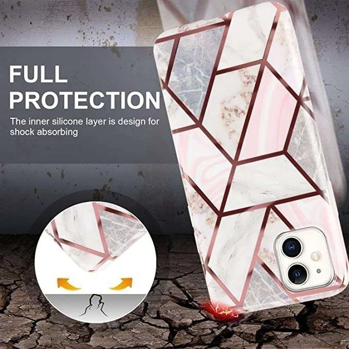 Husa protectie pentru Huawei P40 Lite Soft IMD TPU Marble Geometric Alb