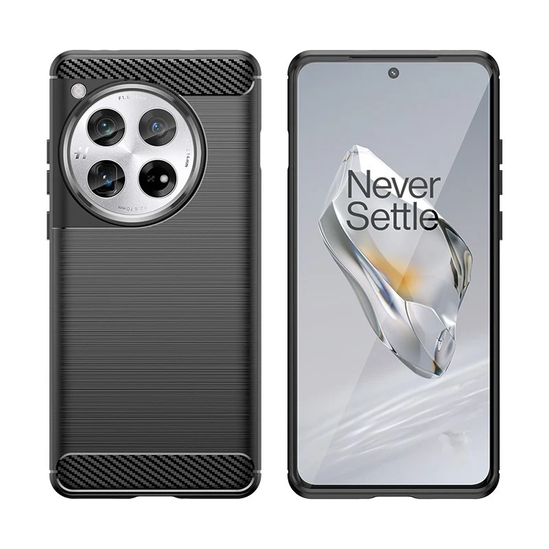 Husa de Protectie pentru OnePlus 12, Vivimall, Protectie 360, din TPU cu element de Carbon, Anti Alunecare, 1.8 mm, Negru