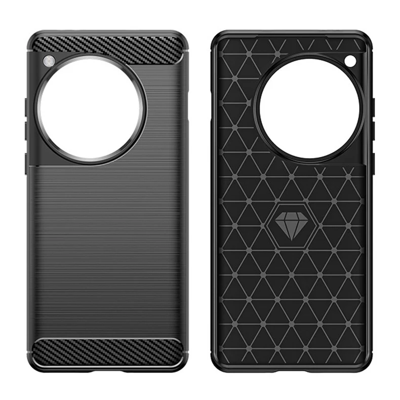 Husa de Protectie pentru OnePlus 12, Vivimall, Protectie 360, din TPU cu element de Carbon, Anti Alunecare, 1.8 mm, Negru