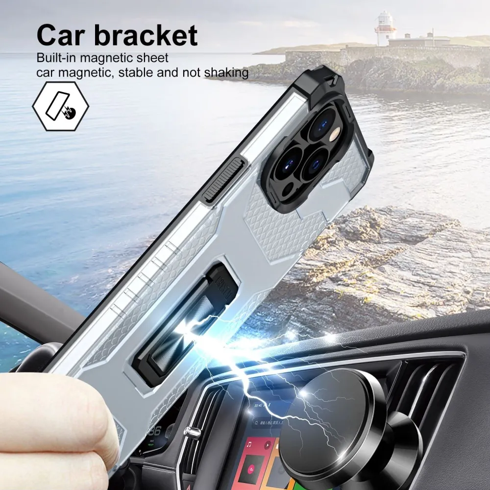 Husa de protectie Vivimall compatibila cu Apple iPhone 13 Pro Acrylic Armor cu suport Negru
