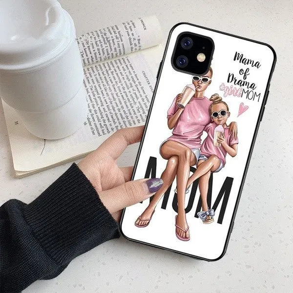Husa protectie Vivimall compatibila cu Apple iPhone 11 Pro Glass print Mama Drama Multicolor