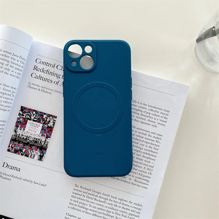 Husa protectie Vivimall compatibila cu iPhone 12 (6.1), Liquid MagSafe, ring-shaped, magnetica, Albastru