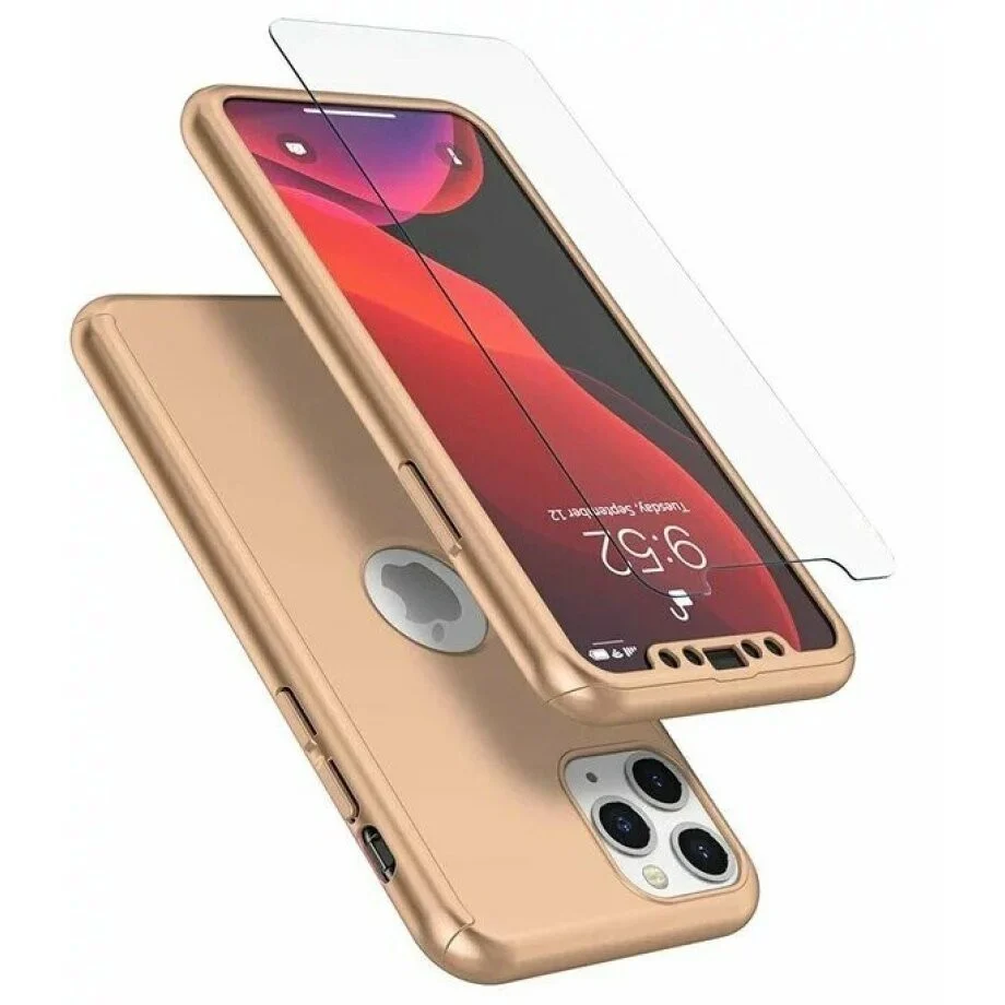 Husa de protectie Vivimall compatibila cu Samsung S21 Ultra Full Cover 360 Auriu + Folie de protectie