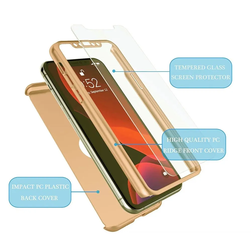 Husa de protectie Vivimall compatibila cu Samsung S21 Ultra Full Cover 360 Auriu + Folie de protectie