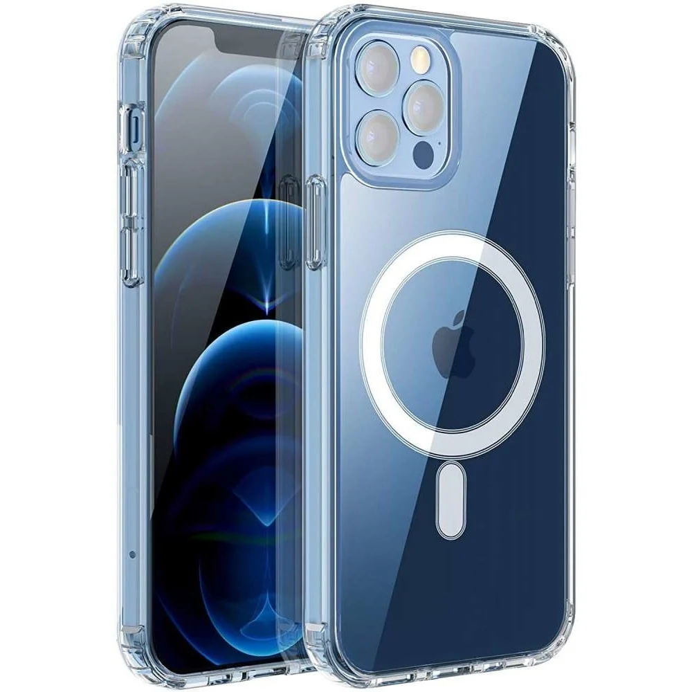 Husa protectie Vivimall pentru iPhone 14 Pro Max Mag Safe, 2 1 incarcare si magnet, Acril, Transparenta