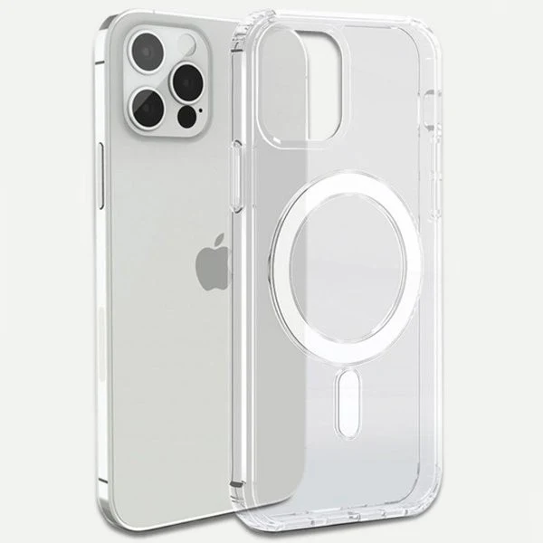 Husa protectie Vivimall pentru iPhone 14 Pro Max Mag Safe, 2 1 incarcare si magnet, Acril, Transparenta