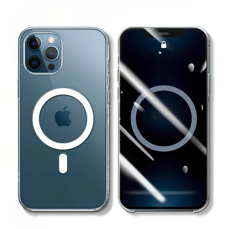 Husa protectie Vivimall pentru iPhone 14 Pro Max Mag Safe, 2 1 incarcare si magnet, Acril, Transparenta