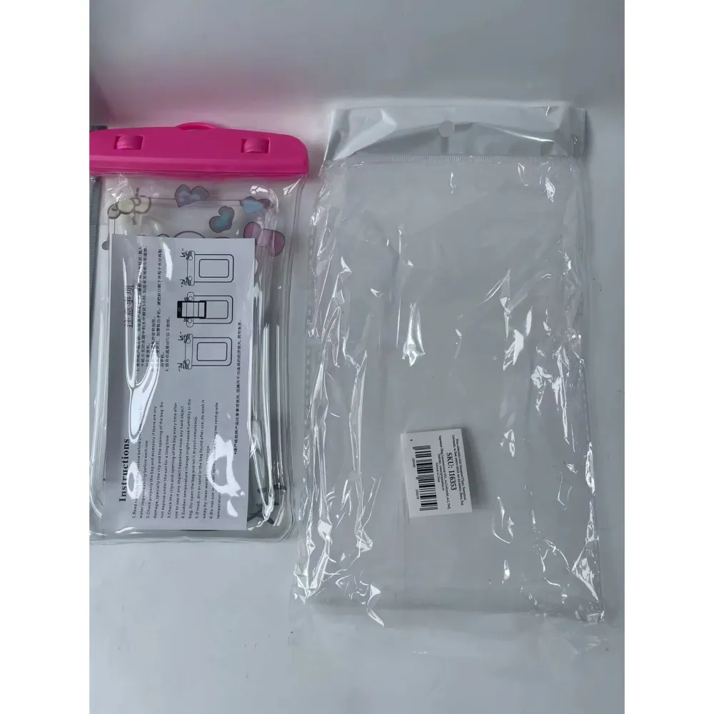 Husa subacvatica Kids Waterproof Vivimall, Snowproof, Universala, cu Snur, pentru telefon sau documente, Bears, Roz