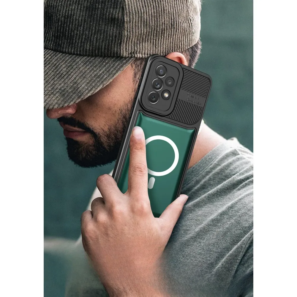 Husa Urban Armor pentru Samsung Galaxy A24 4G, Vivimall, Suport Auto Magnetic, Protectie Antisoc, Verde Inchis