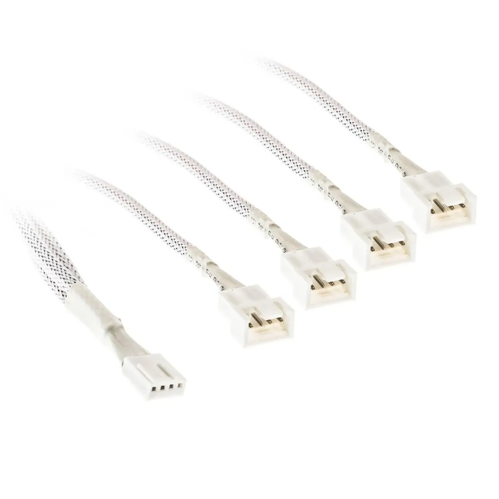 Кабел Kolink PWM 1-4 Сплитер - 35 cm, оплетен, Бял