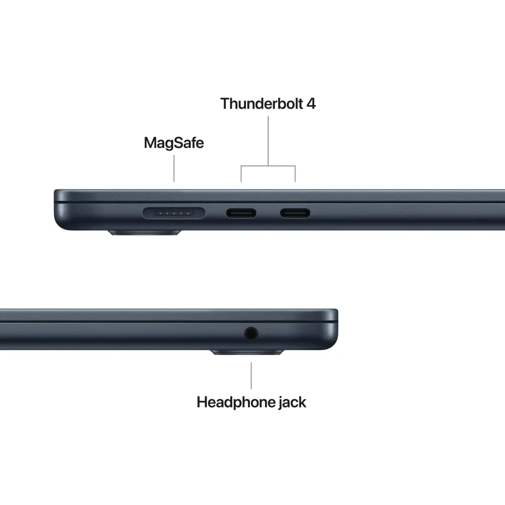 15-инчов MacBook Air:Apple M5 чип с 10-ядрен CPU и 10-ядрен GPU, 2TB SSD, 16GB RAM, International English - Midnight CTO