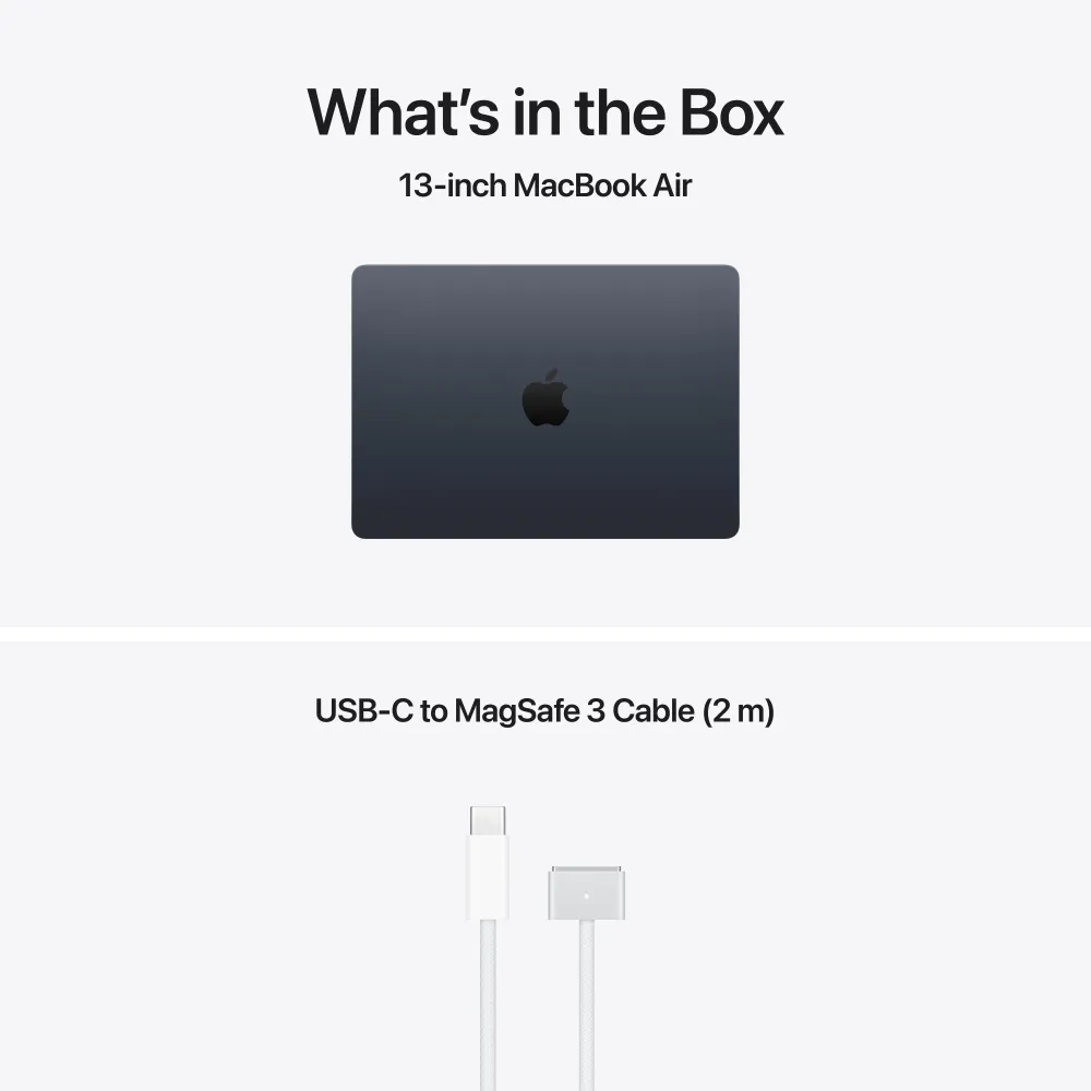 13-инчов MacBook Air:Apple M5 чип с 10-ядрен CPU и 10-ядрен GPU, 512GB SSD, 32GB RAM, International English - Midnight CTO