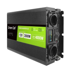 Инвертор PRO GREEN CELL, 12/220V, DC/AC, 2000W/4000W, INVGCP2000LCD LCD Чиста синусоида
