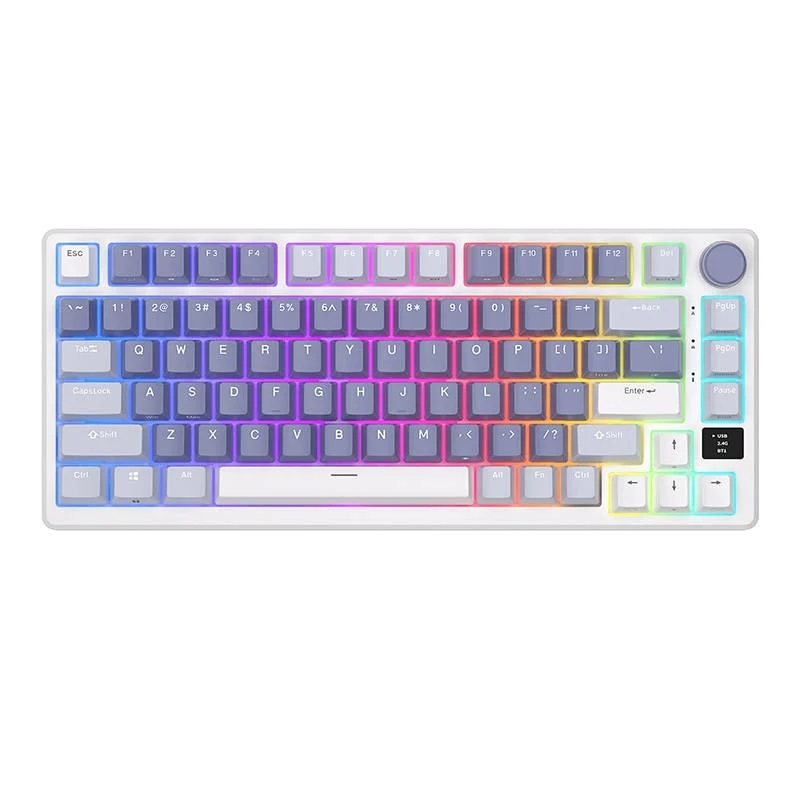 Механична клавиатура Royal Kludge RKM75 RGB, Silver switch, синя