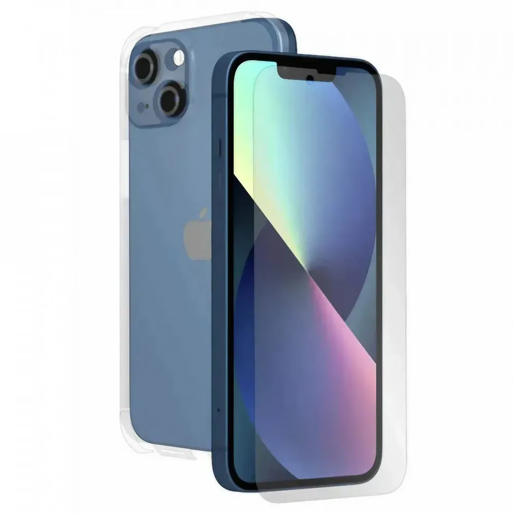 Set protectie 360 Vivimall environment Mobile pentru iPhone 14, protectie ecran, spate, laterale, Transparent