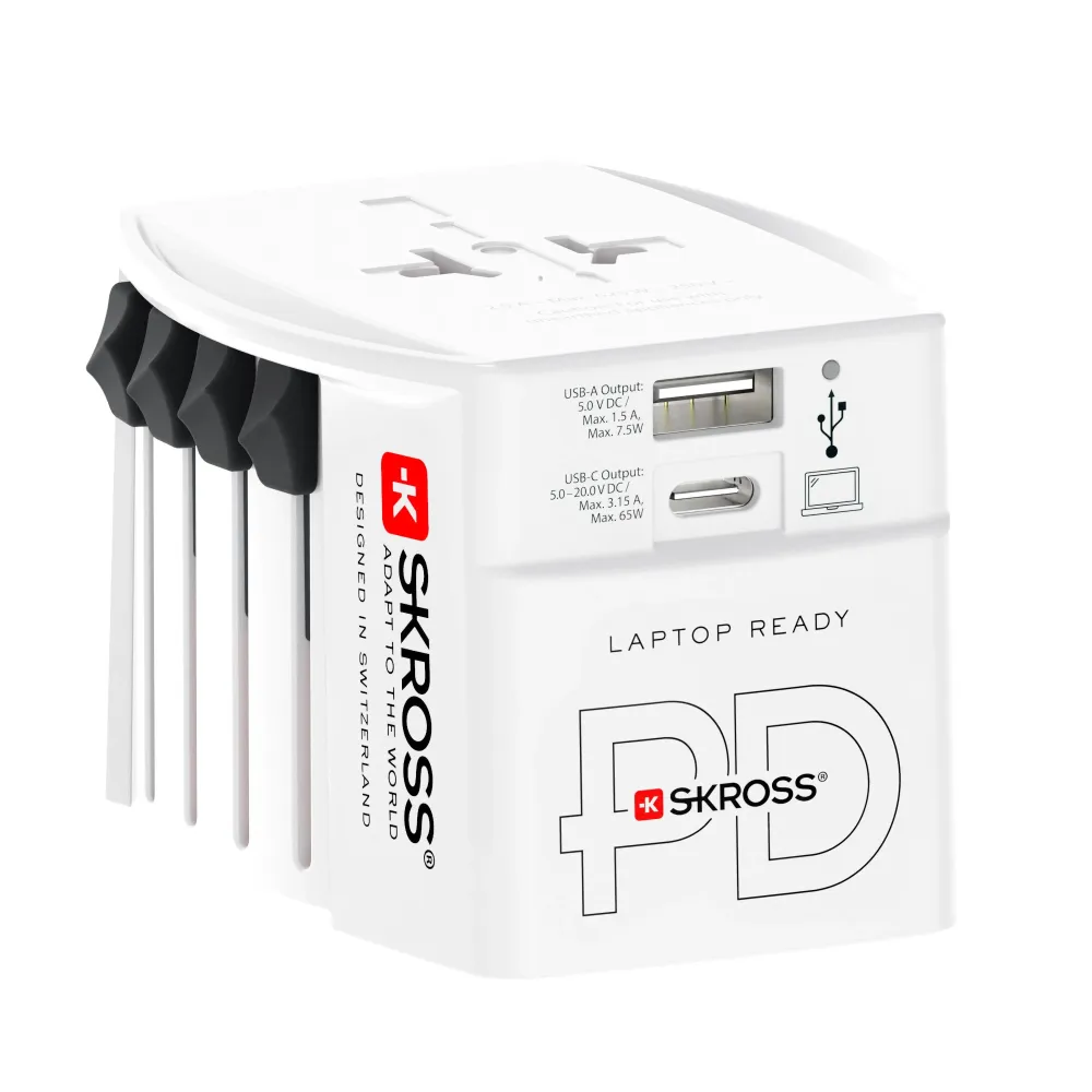 Адаптер SKROSS AC65PD, USB-, USB-C, 1.302976, World, Бял
