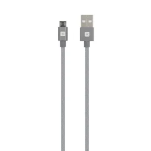 Кабел Skross, USB- - microUSB, Метална оплетка, 1.20 м, Сив