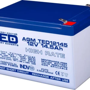 Оловна батерия TED ELECTRIC EV12 -14.5, AGM, 12V, 14.5 Ah, Терминал2