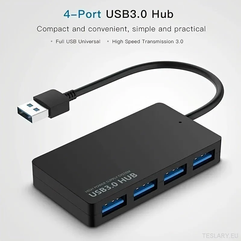 USB 3.0 HUB, 4-портиен USB хъб, USB сплитер, ултра тънка мини кабел за разширяване на многопортовата експанзия, подходящ з...