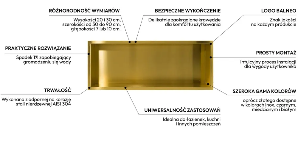 Ниша за вграждане WALL-BOX ONE Gold - златен мат